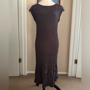 Vintage Babette Crinkle Greyish Purple Midi Dress